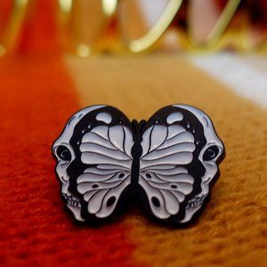 Skull Moth Butterfly Enamel Pins - 4